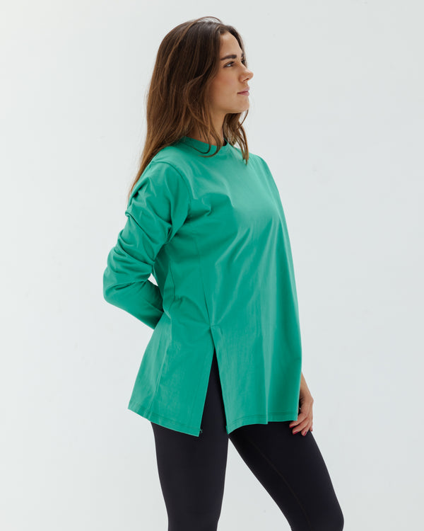 Easy To Do It Long Sleeve Tee in Green