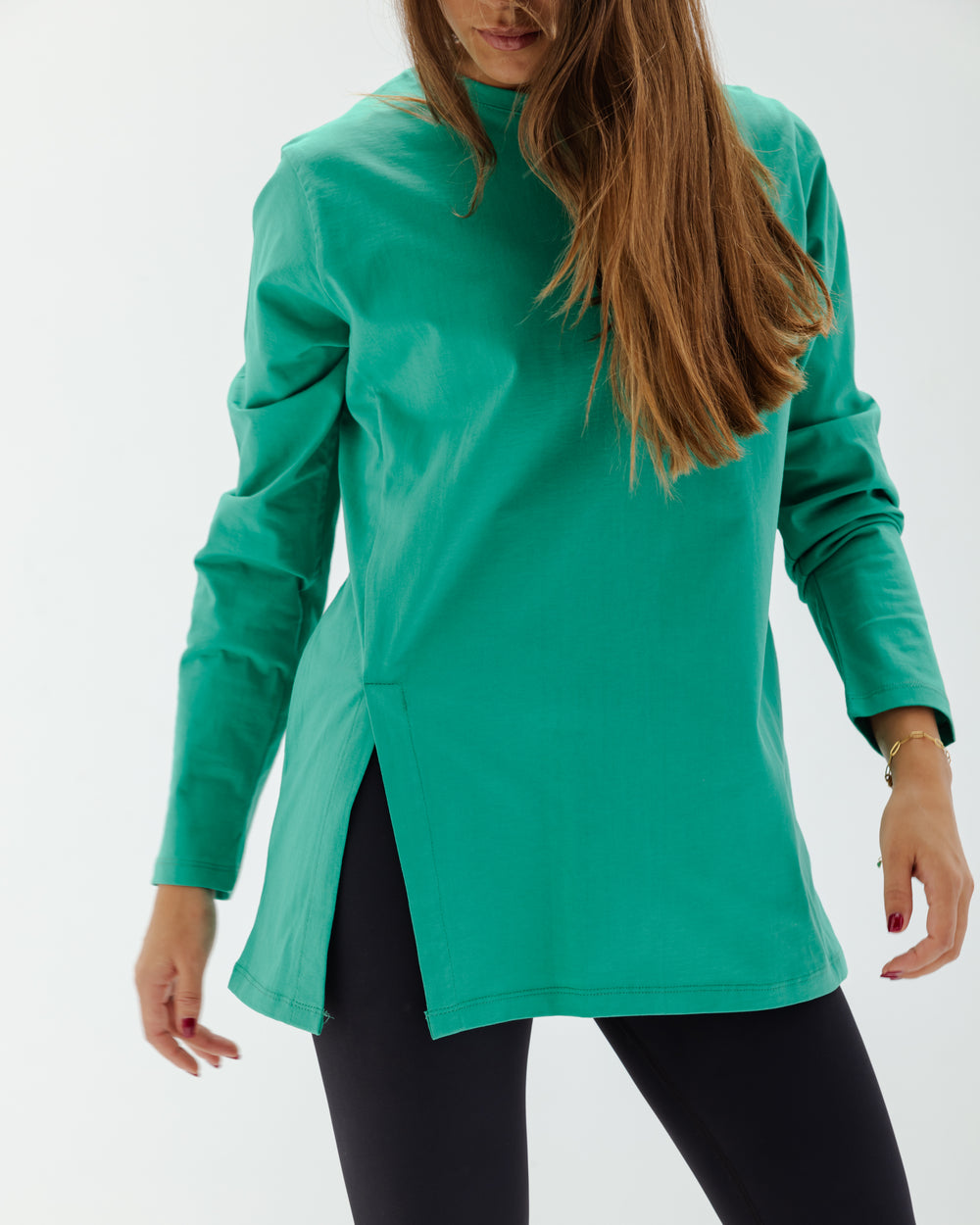 Easy To Do It Long Sleeve Tee in Green