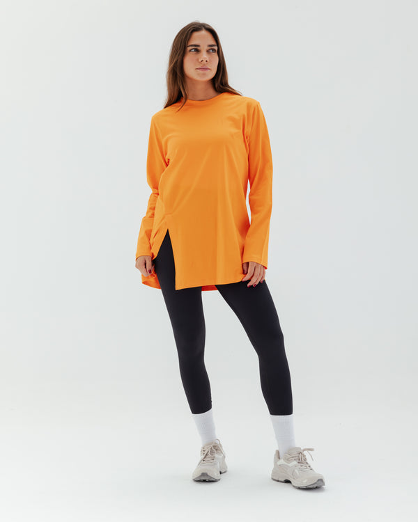 Easy To Do It Long Sleeve Tee in Orange