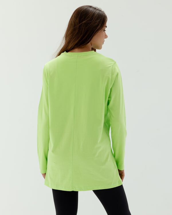 Easy To Do It Long Sleeve Tee in Lime