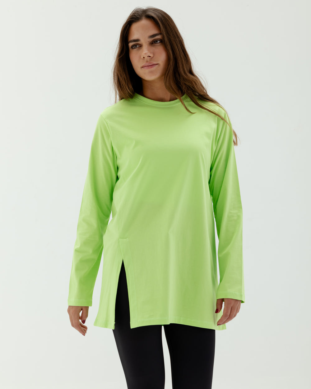 Easy To Do It Long Sleeve Tee in Lime
