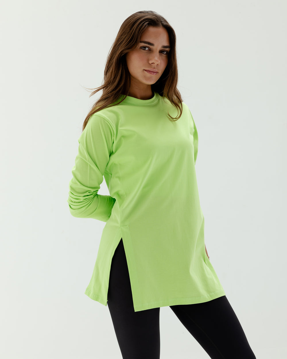 Easy To Do It Long Sleeve Tee in Lime