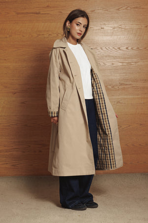 Long Oversized Trench in Beige