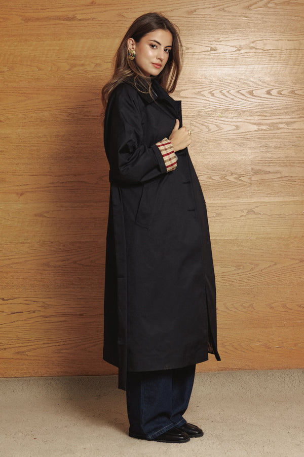 Long Oversized Trench in Black
