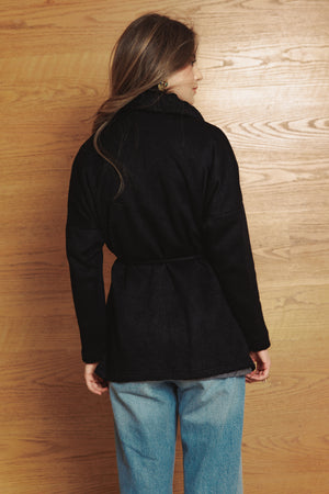 Knitted Belted Cardigan in Black