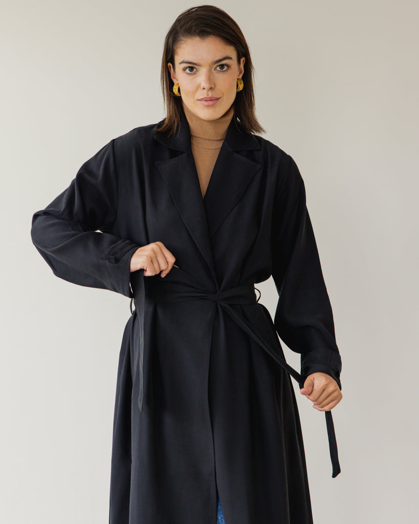 Light black trench coat hotsell