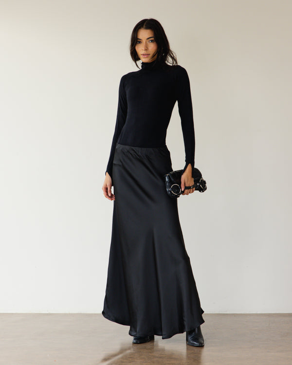 Satin Skirt in Black