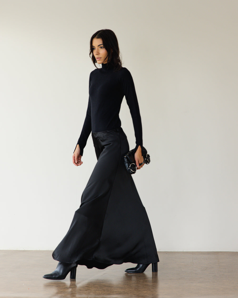 Satin Skirt in Black