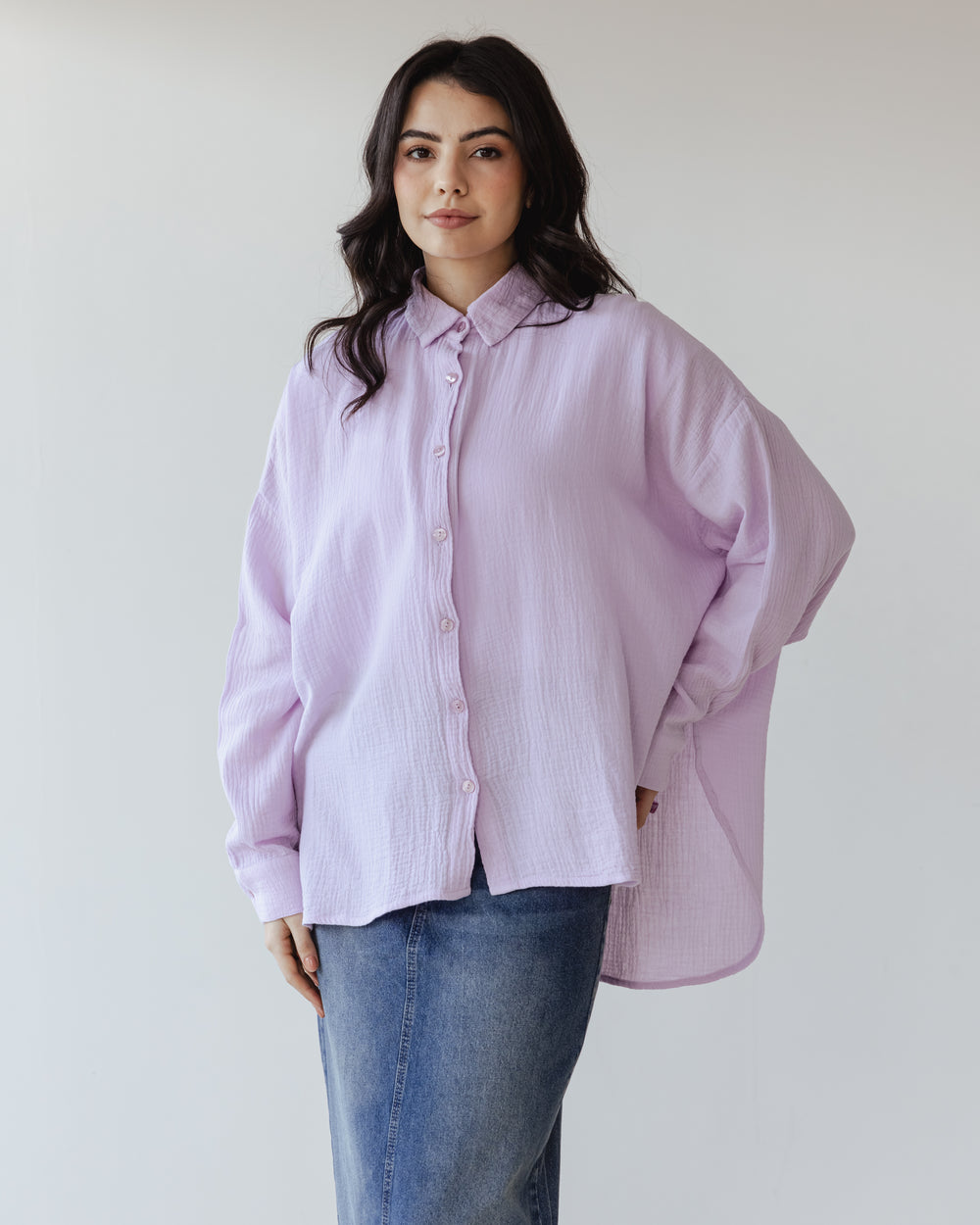 Cotton Muslin Shirt in Lilac
