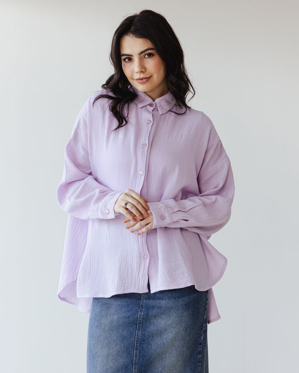 Cotton Muslin Shirt in Lilac