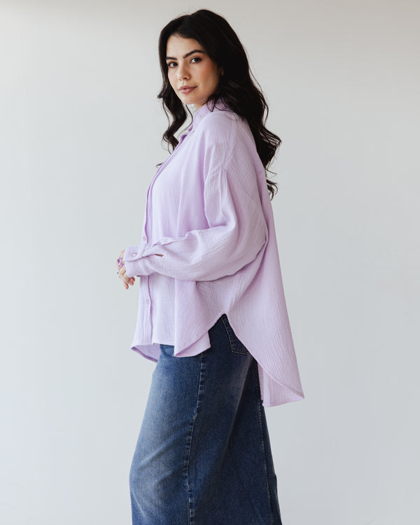 Cotton Muslin Shirt in Lilac