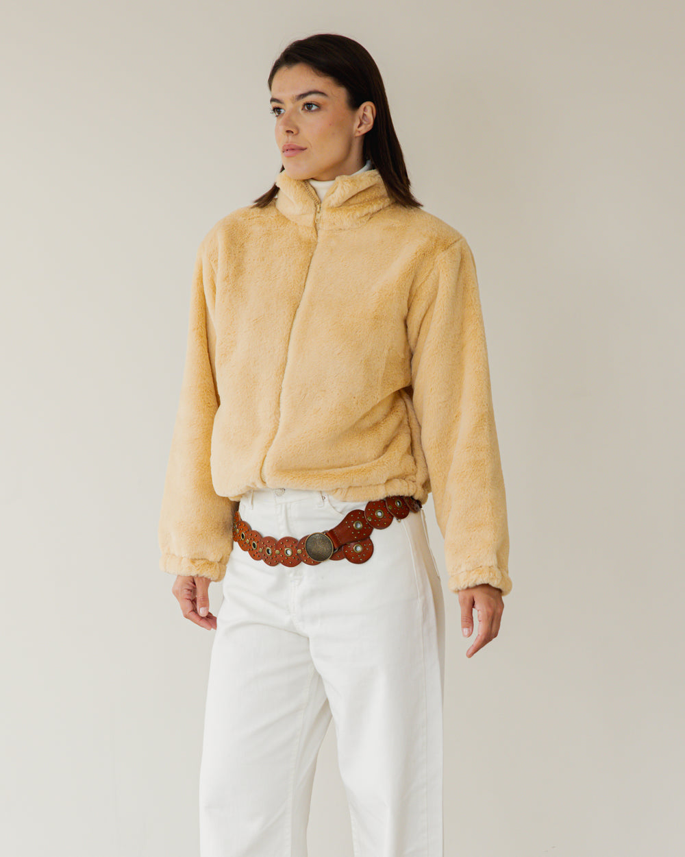 Cloudy Faux Fur Jacket In Sand
