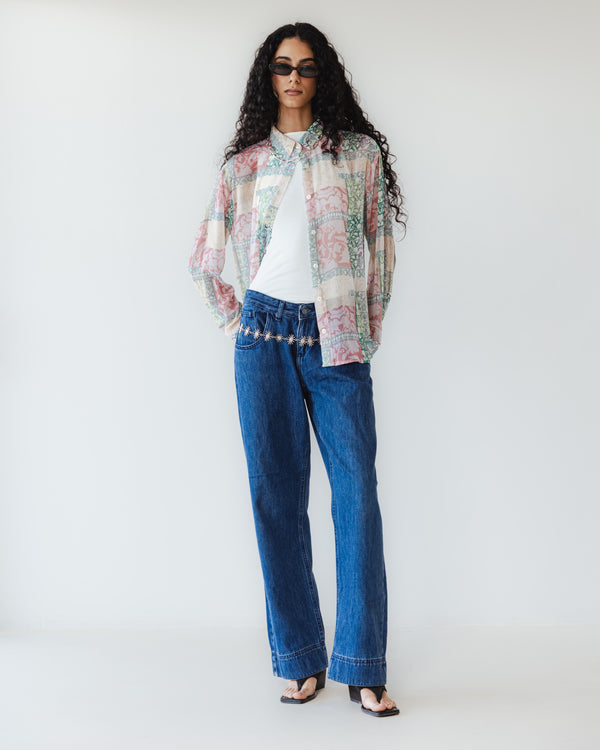 Patch Work Chiffon Shirt