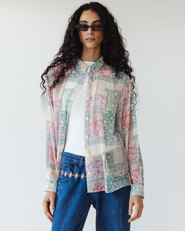 Patch Work Chiffon Shirt