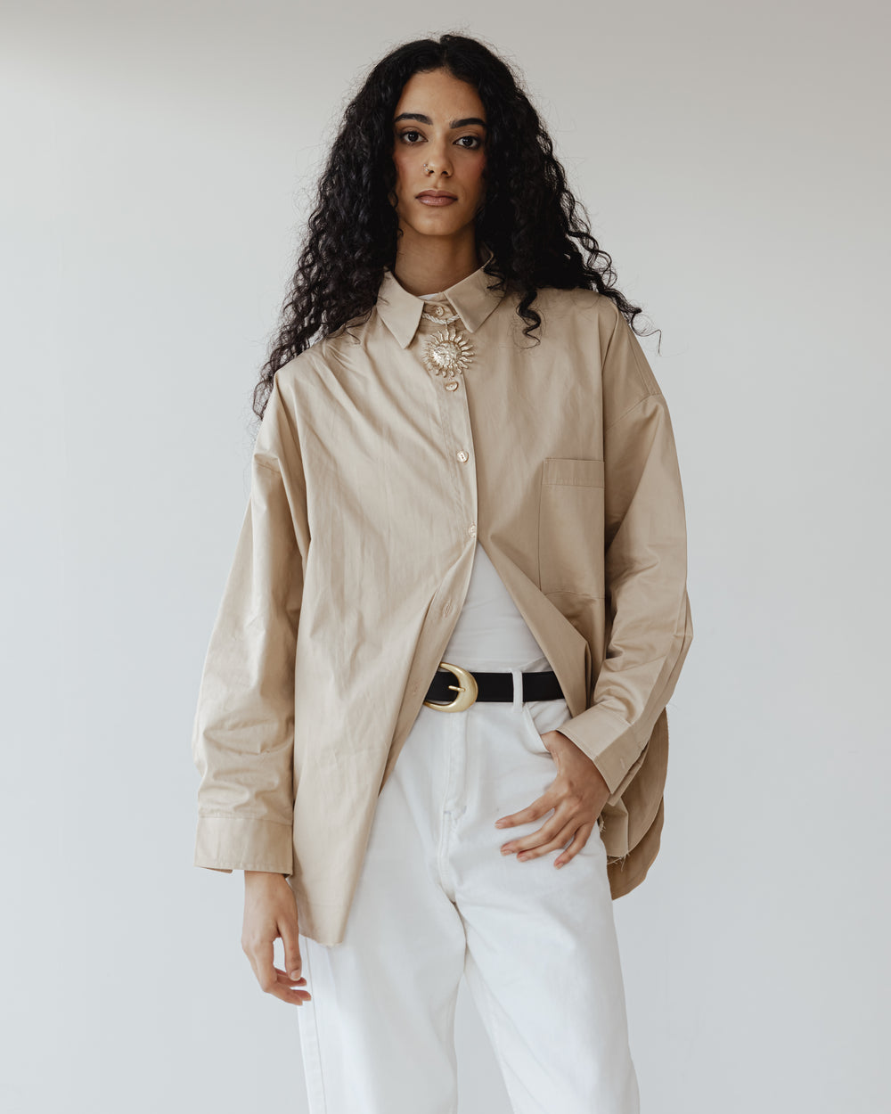 Urban Poplin Shirt in Beige