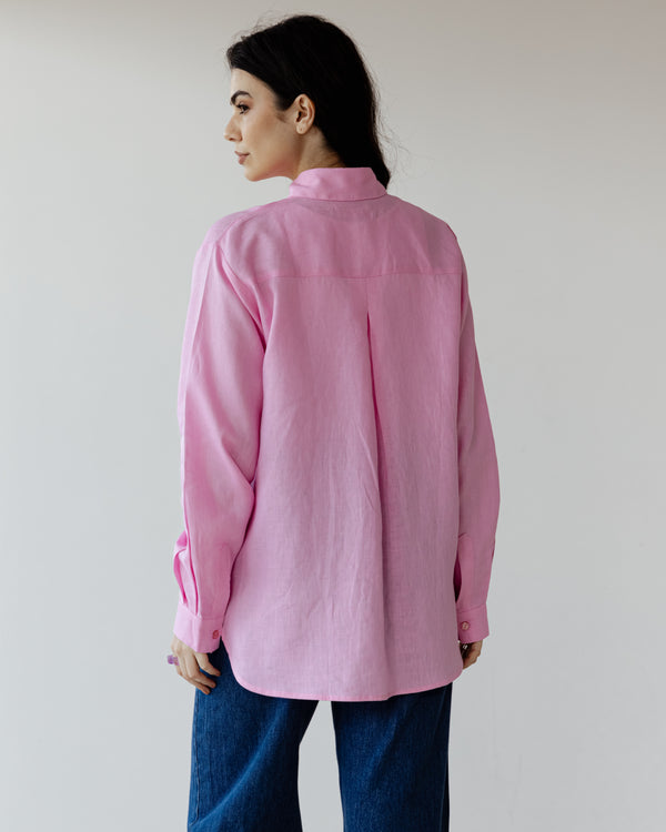 Oversized Linen Shirt in Pink