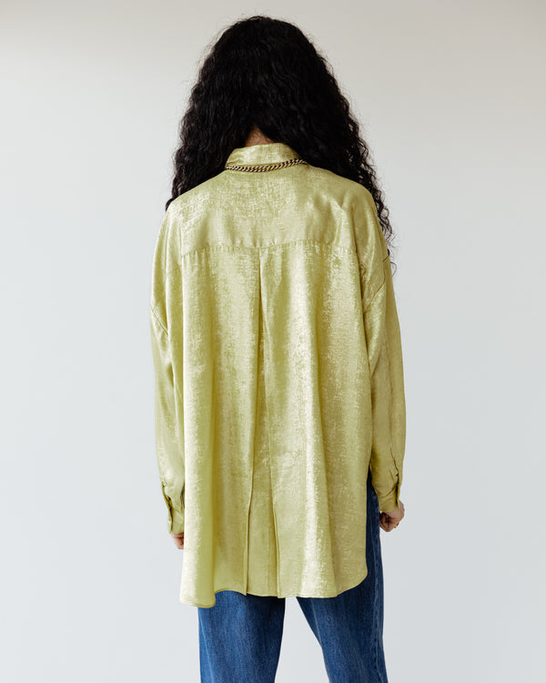 Oversized Shimmer Shirt in Lime