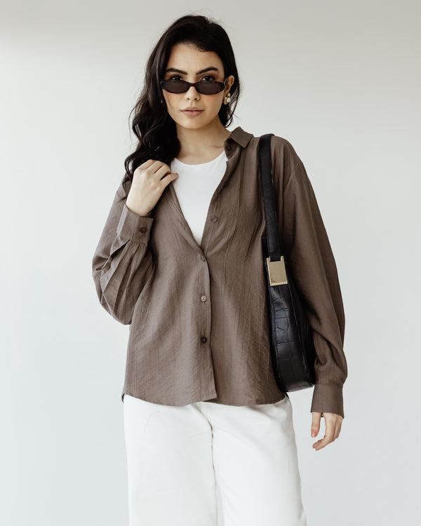 Crinkled Shirt in Brown