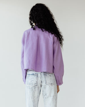 Cropped Linen Shirt in Lilac