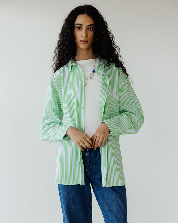 Stripy Shirt with Scrunchie in Green