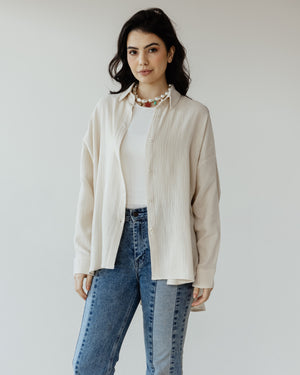 Cotton Muslin Shirt in Beige