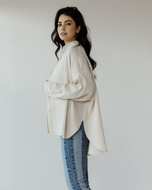 Cotton Muslin Shirt in Beige