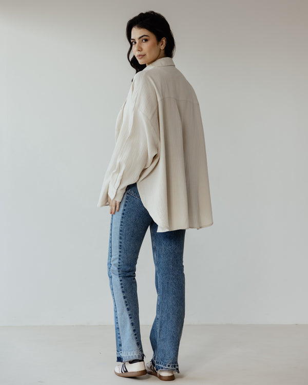 Cotton Muslin Shirt in Beige