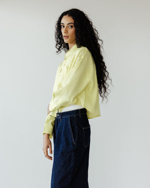 Cropped Linen Shirt in Yellow