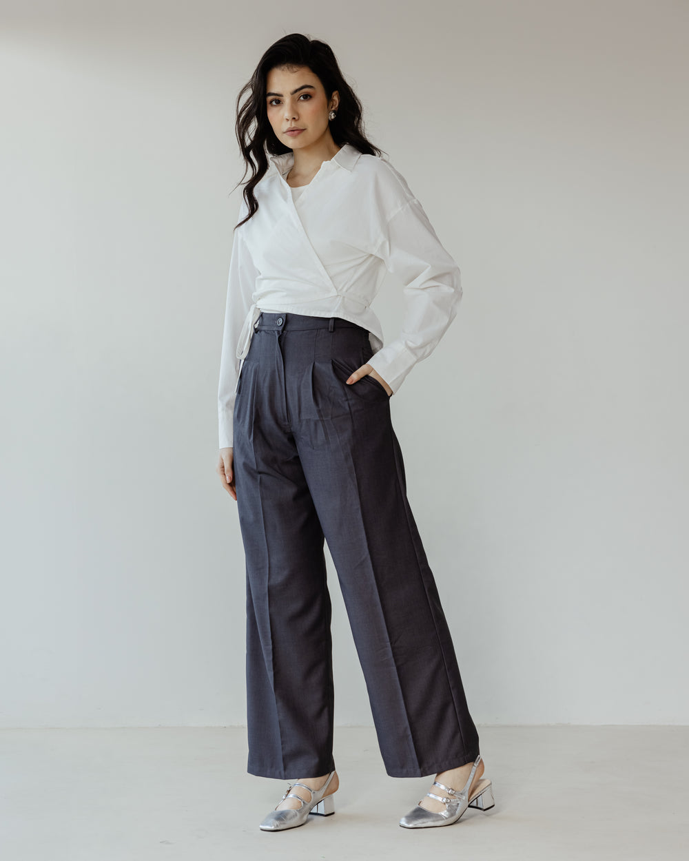 Tied-to-You Cropped Shirt in White