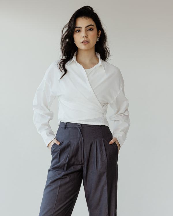 Tied-to-You Cropped Shirt in White