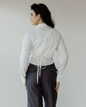 Tied-to-You Cropped Shirt in White