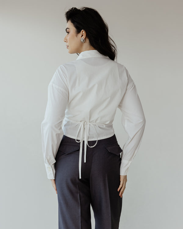 Tied-to-You Cropped Shirt in White