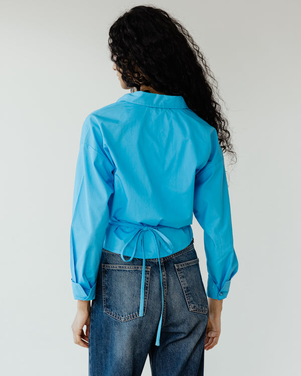Tied-to-You Cropped Shirt in Blue
