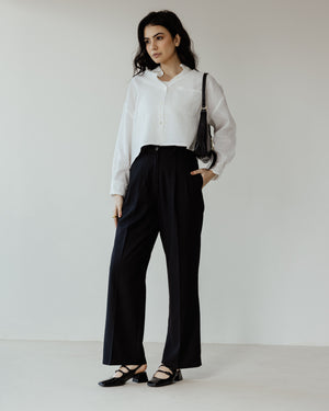Cropped Linen Shirt in White