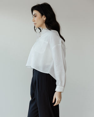 Cropped Linen Shirt in White