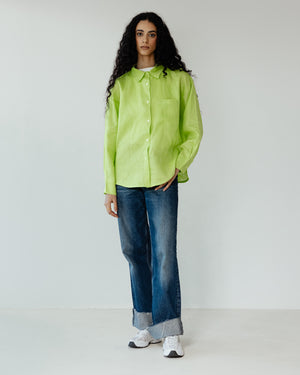 Livin’ In Linen Shirt in Lemon Green