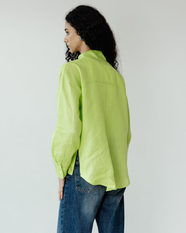 Livin’ In Linen Shirt in Lemon Green