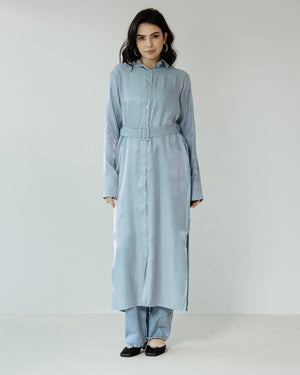 Shimmer Shirtdress in Blue