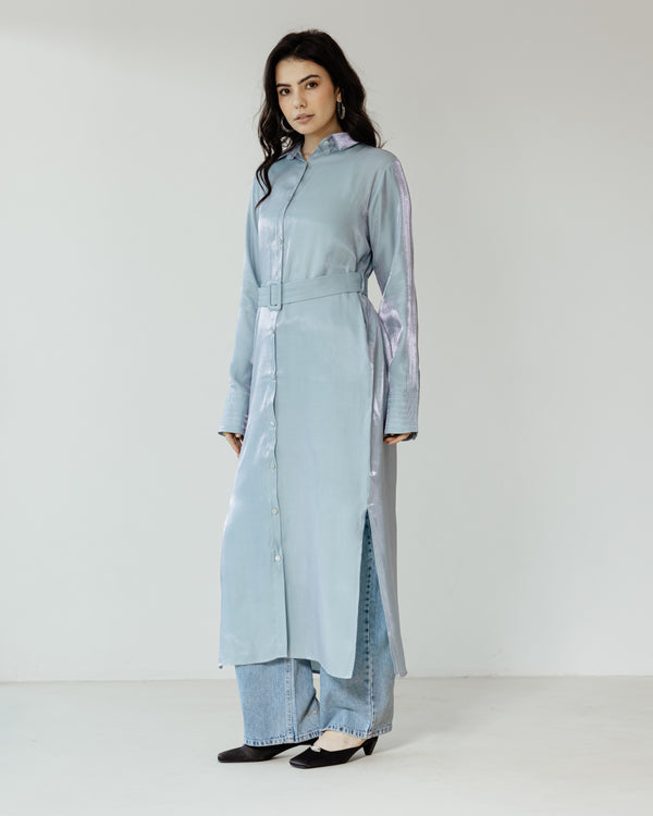 Shimmer Shirtdress in Blue
