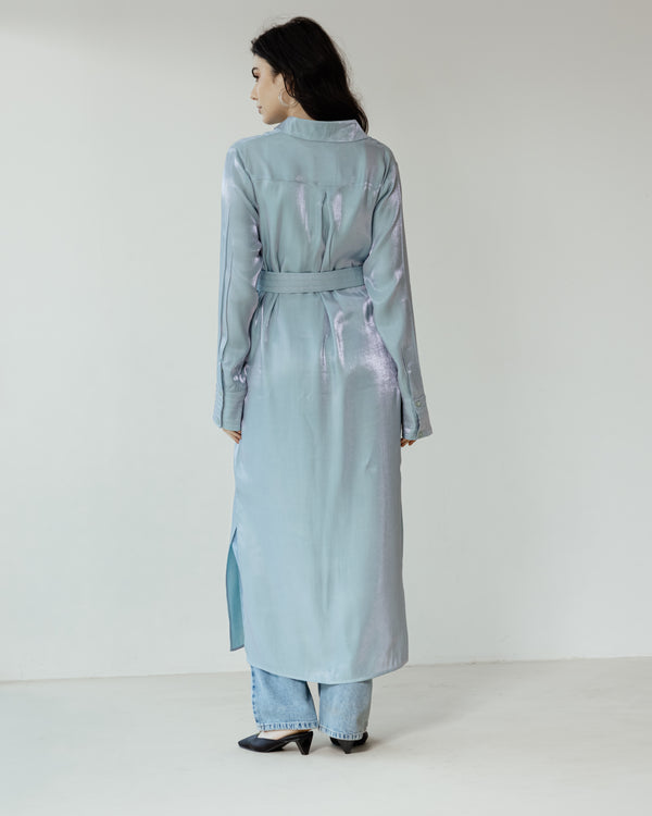 Shimmer Shirtdress in Blue