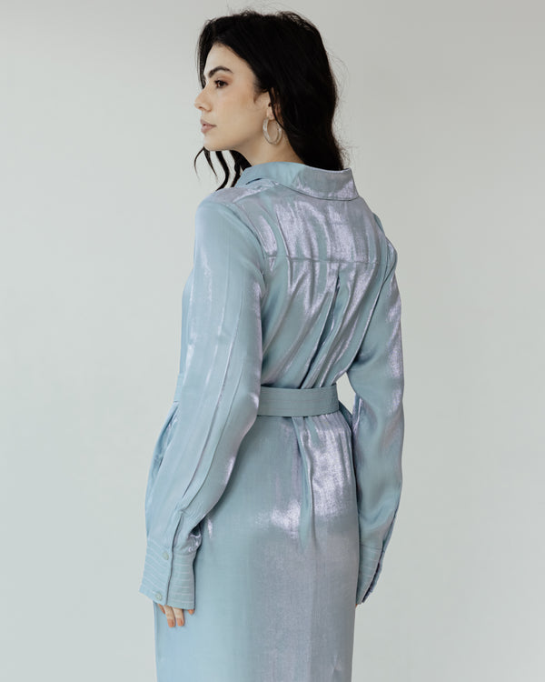 Shimmer Shirtdress in Blue
