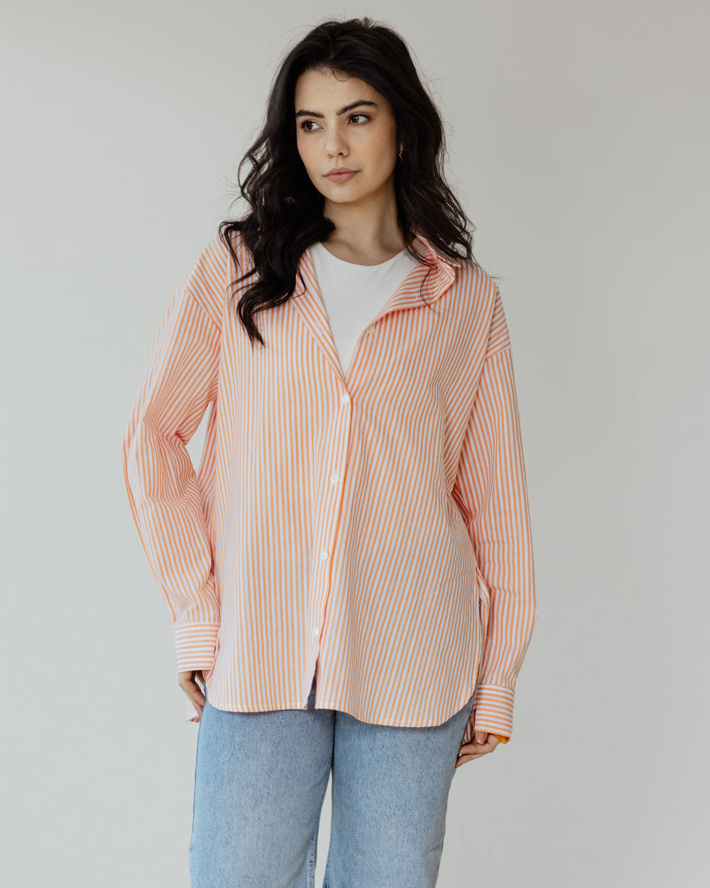 Stripy Shirt with Scrunchie in Orange