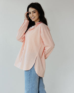 Stripy Shirt with Scrunchie in Orange