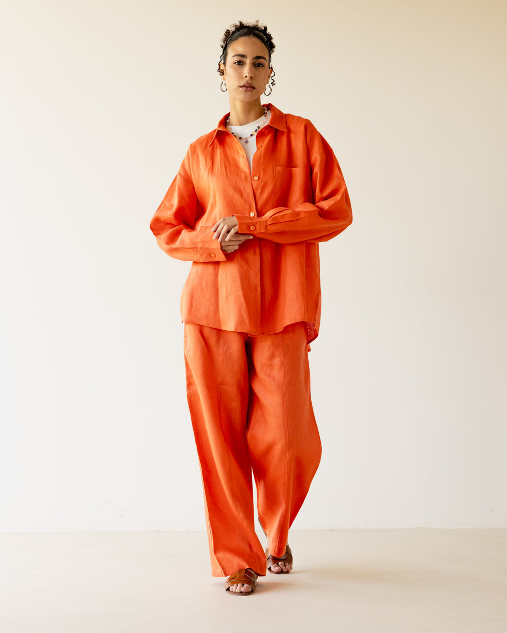 Livin’ In Linen Shirt in Burnt Orange