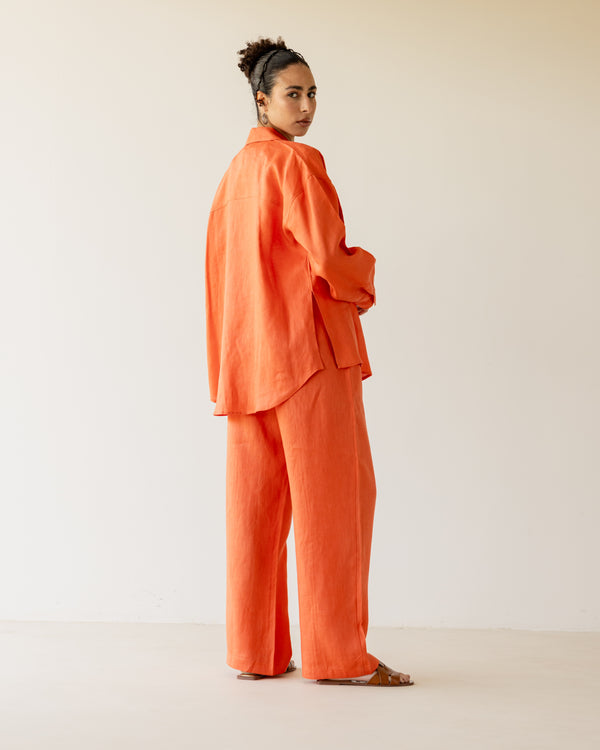 Livin’ In Linen Shirt in Burnt Orange