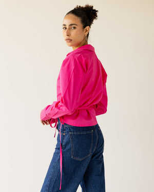 Tied-to-You Cropped Shirt in Fuchsia