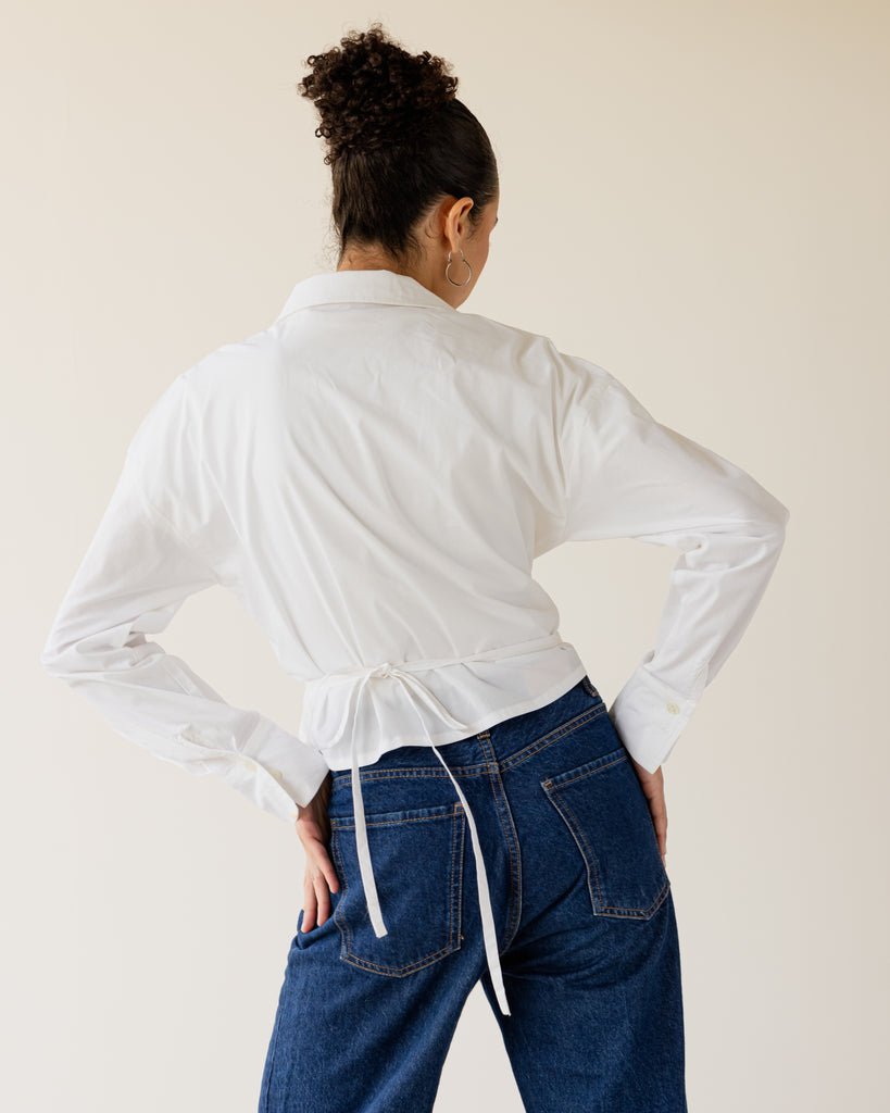 Tied-to-You Cropped Shirt in White