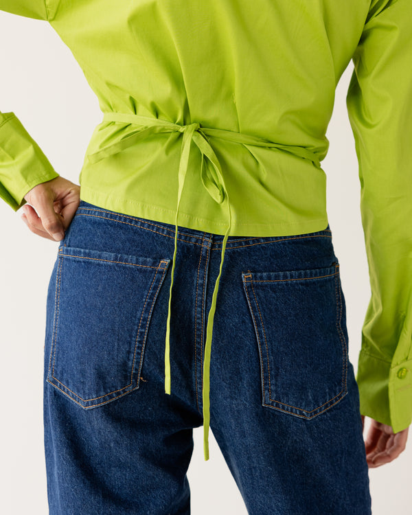 Tied-to-You Cropped Shirt in Apple Green