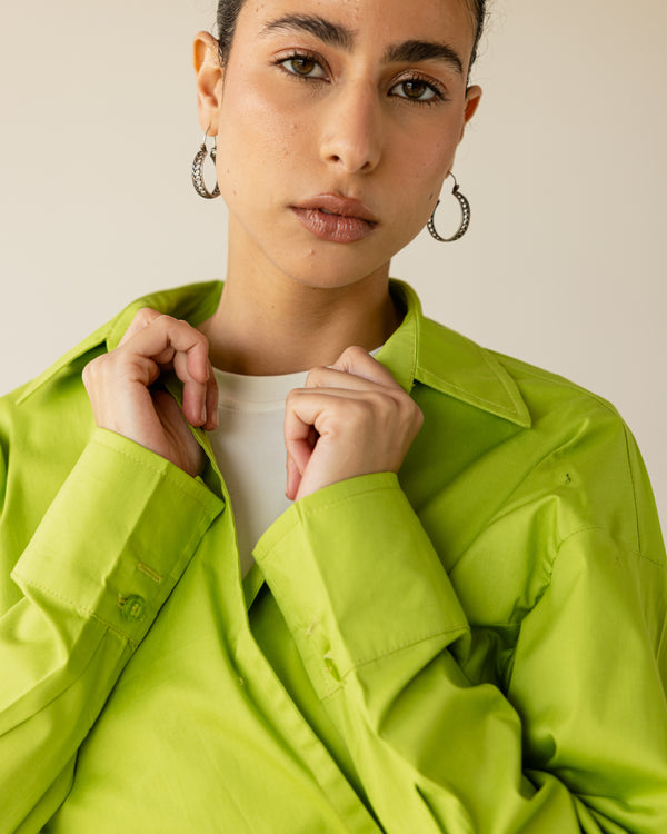 Tied-to-You Cropped Shirt in Apple Green