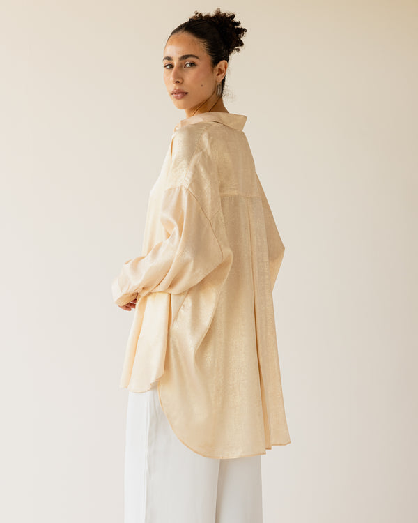 Oversized Shimmer Shirt in Peach